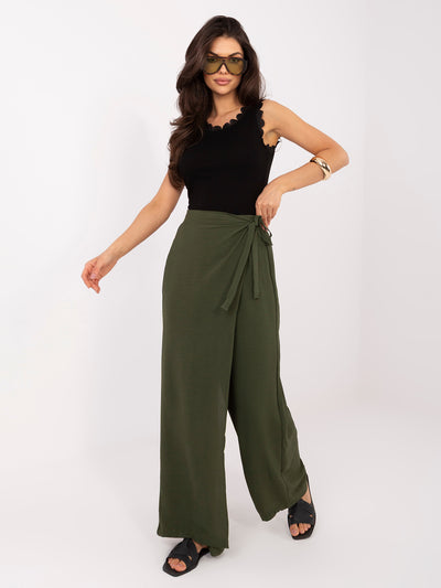 Khaki letnie spodnie z wiskozy
