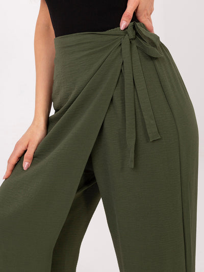 Khaki letnie spodnie z wiskozy