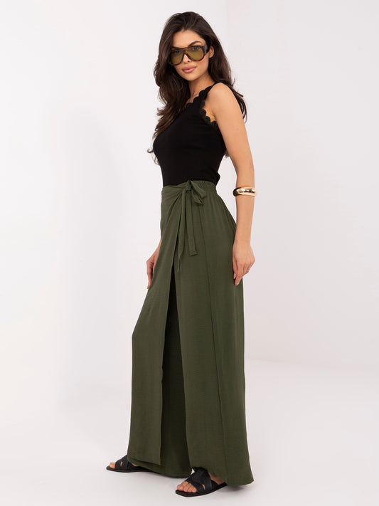 Khaki letnie spodnie z wiskozy