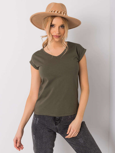 Khaki damski t-shirt basic