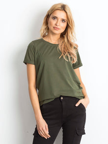 Bawełniany t-shirt damski basic khaki