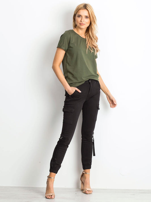 Bawełniany t-shirt damski basic khaki