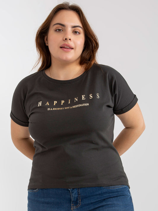 Khaki t-shirt plus size z bawełny