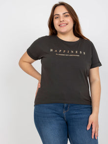 Khaki t-shirt plus size z bawełny