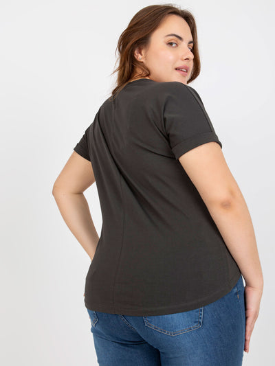 Khaki t-shirt plus size z bawełny