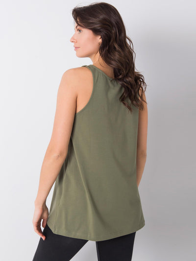 Khaki top damski z nadrukiem