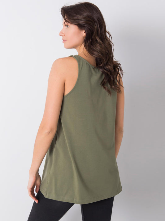 Khaki top damski z nadrukiem