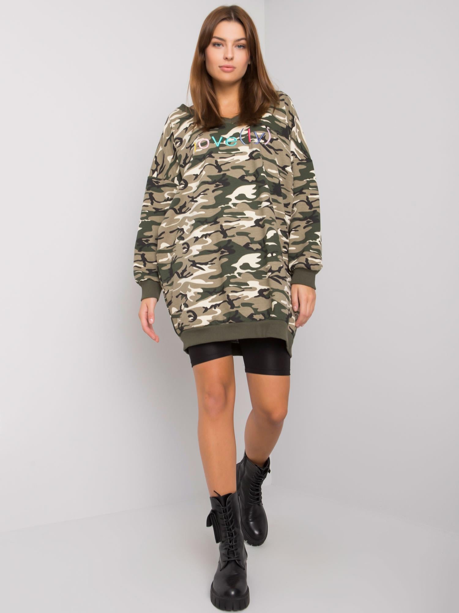 Khaki tunika w militarne wzory