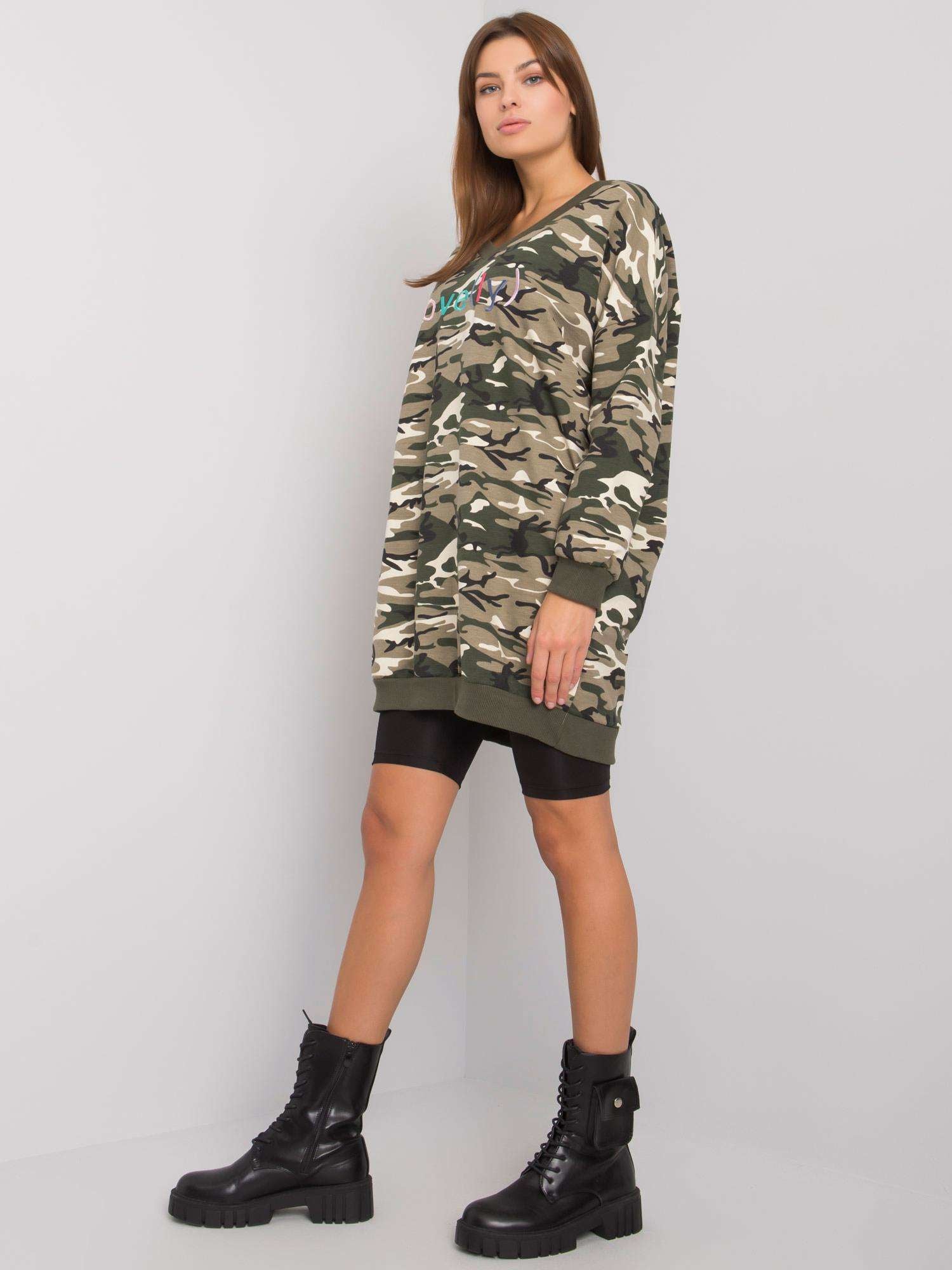 Khaki tunika w militarne wzory