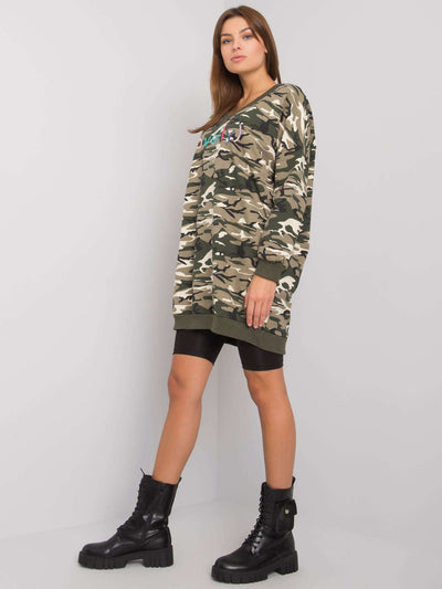 Khaki tunika w militarne wzory