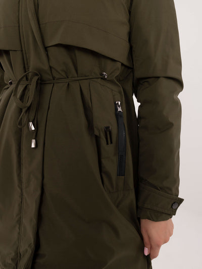 Khaki zimowa kurtka parka z kapturem