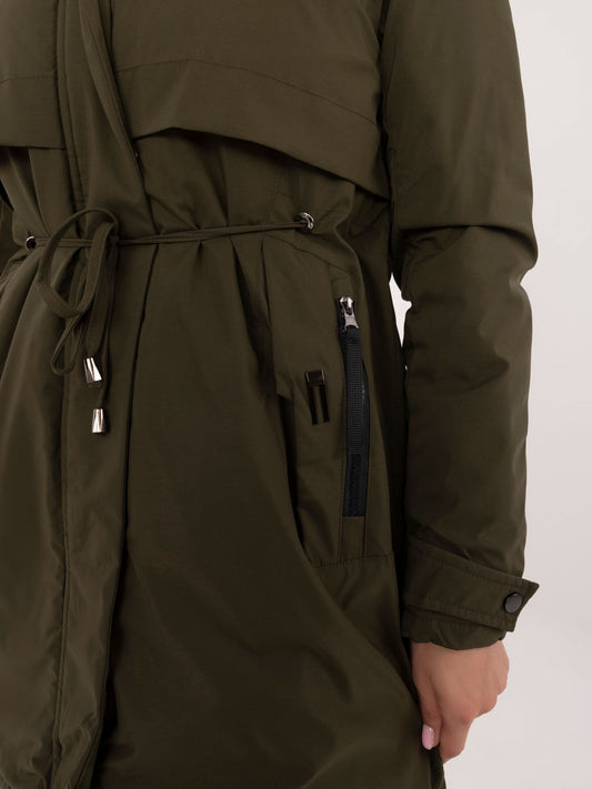 Khaki zimowa kurtka parka z kapturem