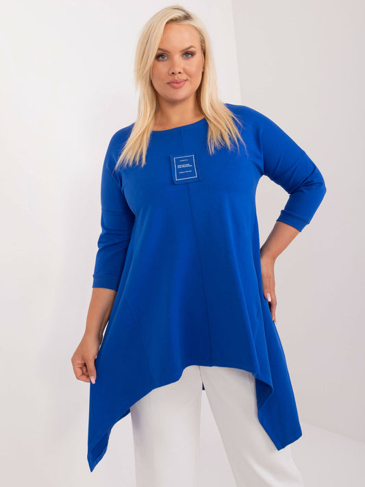 Kobaltowa damska bluzka plus size o kroju oversize