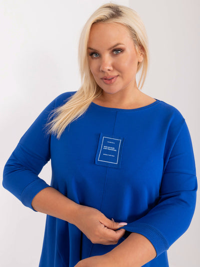 Kobaltowa damska bluzka plus size o kroju oversize