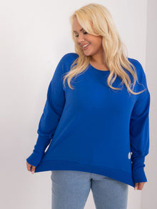 Kobaltowa damska bluzka plus size ze ściągaczami