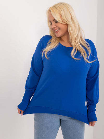 Kobaltowa damska bluzka plus size ze ściągaczami