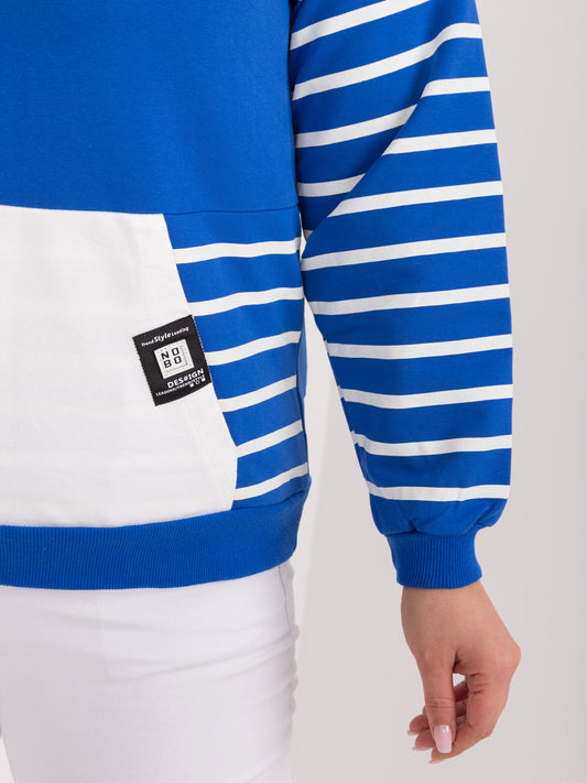 Kobaltowa damska bluza plus size w paski