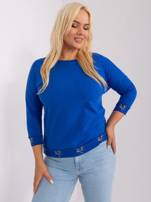 Kobaltowa bluzka plus size ze ściągaczem