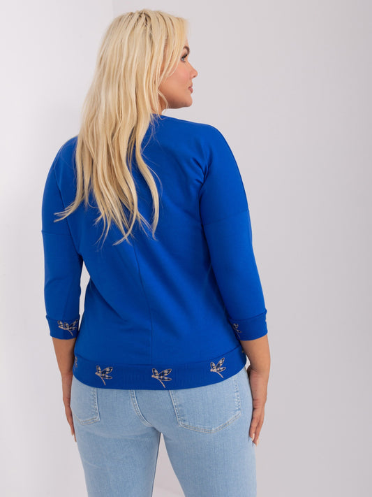 Kobaltowa bluzka plus size ze ściągaczem