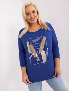 Kobaltowa bluzka plus size ze ściągaczami