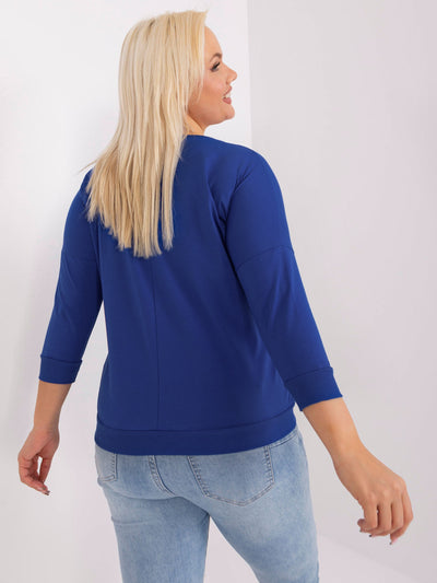 Kobaltowa bluzka plus size ze ściągaczami