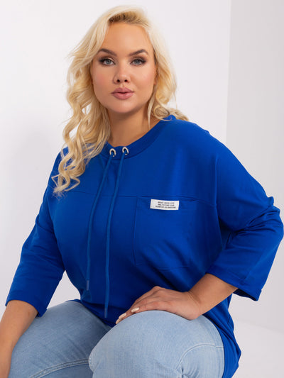 Kobaltowa bluzka plus size o luźnym kroju