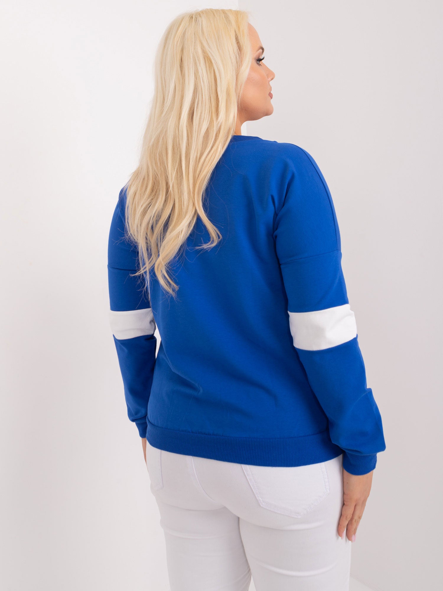 Kobaltowa casualowa bluzka plus size z bawełny