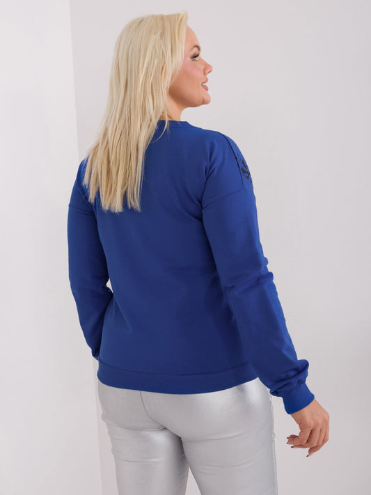 Kobaltowa bluzka plus size z długim rękawem