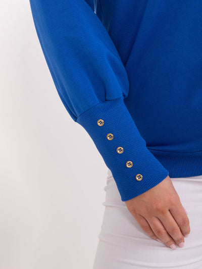 Kobaltowa damska bluza plus size z bawełny