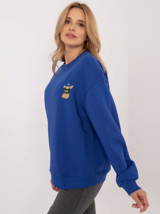 Kobaltowa bluza bez kaptura z naszywką