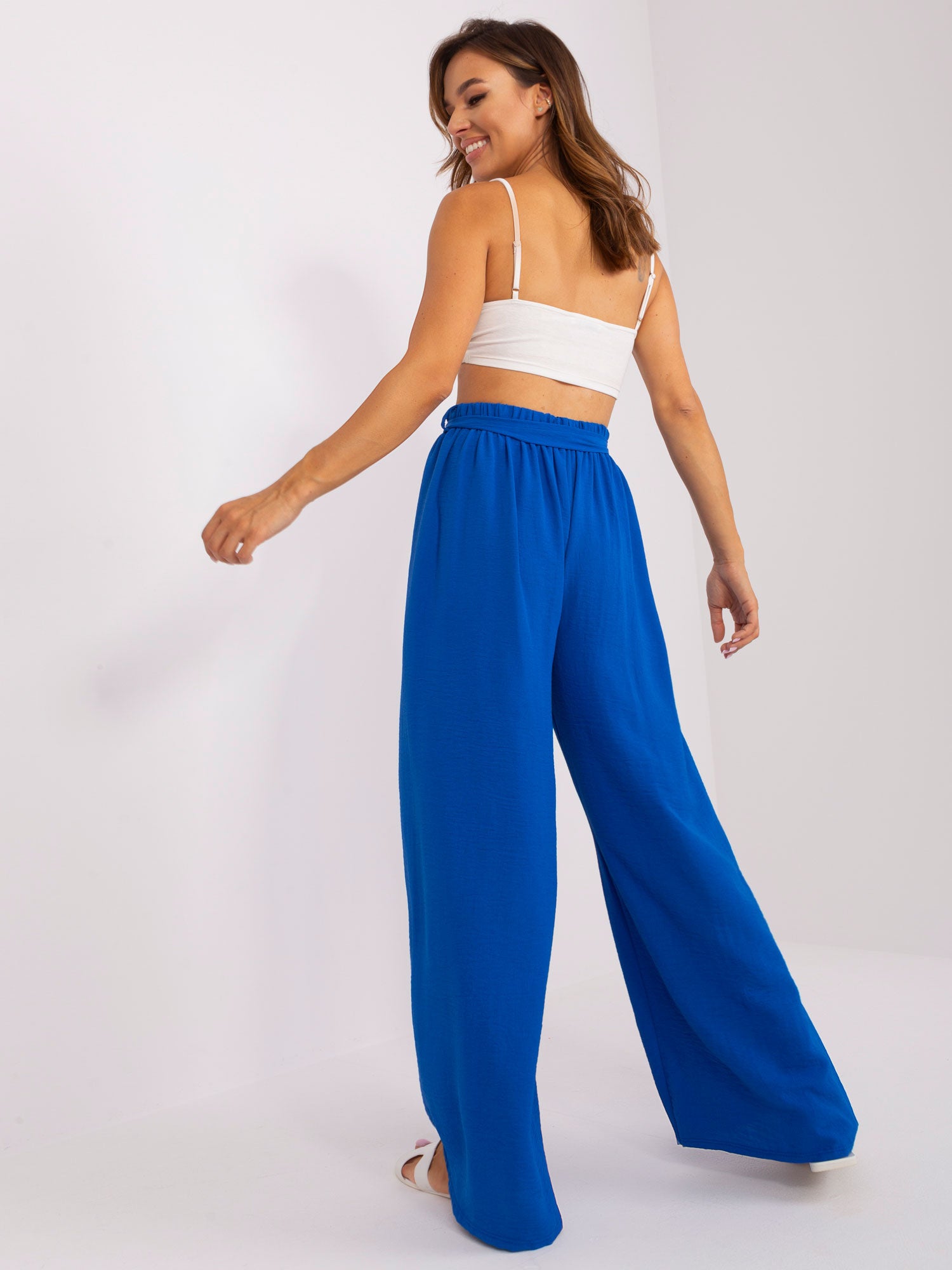 Kobaltowe zwiewne spodnie szwedy OCH BELLA