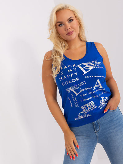 Kobaltowy damski top plus size bez rękawów