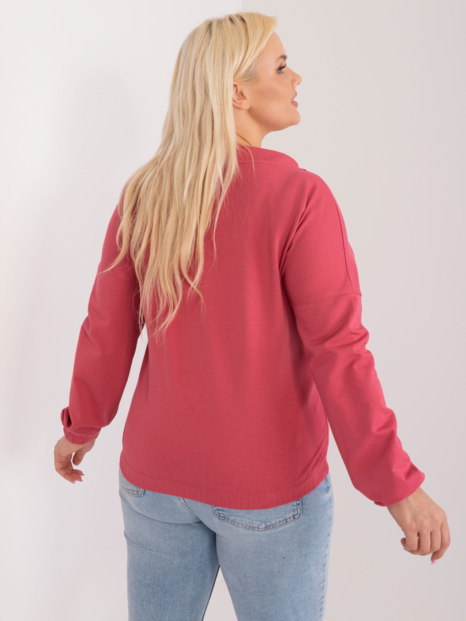 Koralowa casualowa bluzka plus size z bawełny