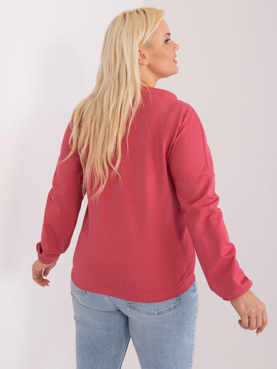 Koralowa casualowa bluzka plus size z bawełny