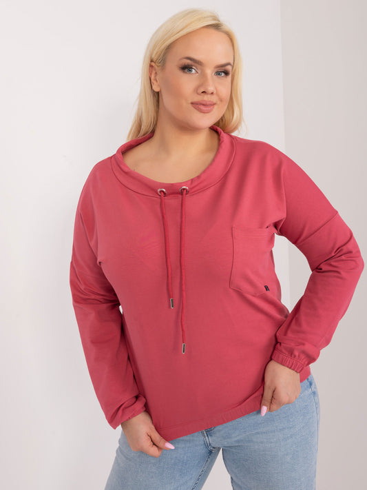 Koralowa casualowa bluzka plus size z bawełny