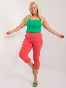 Koralowe spodnie rybaczki plus size bez zapięcia