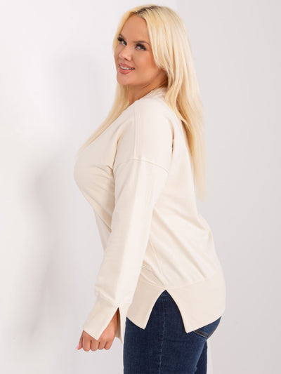 Kremowa dresowa bluza plus size ze ściągaczami