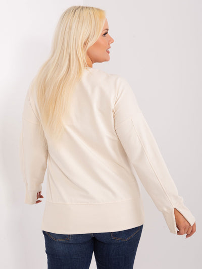 Kremowa dresowa bluza plus size ze ściągaczami