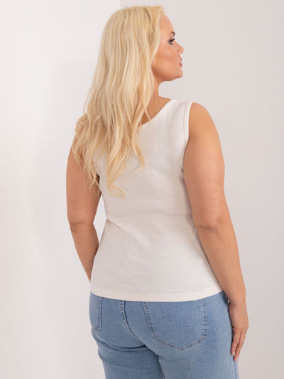 MAYFLIES Kremowy prążkowany top plus size