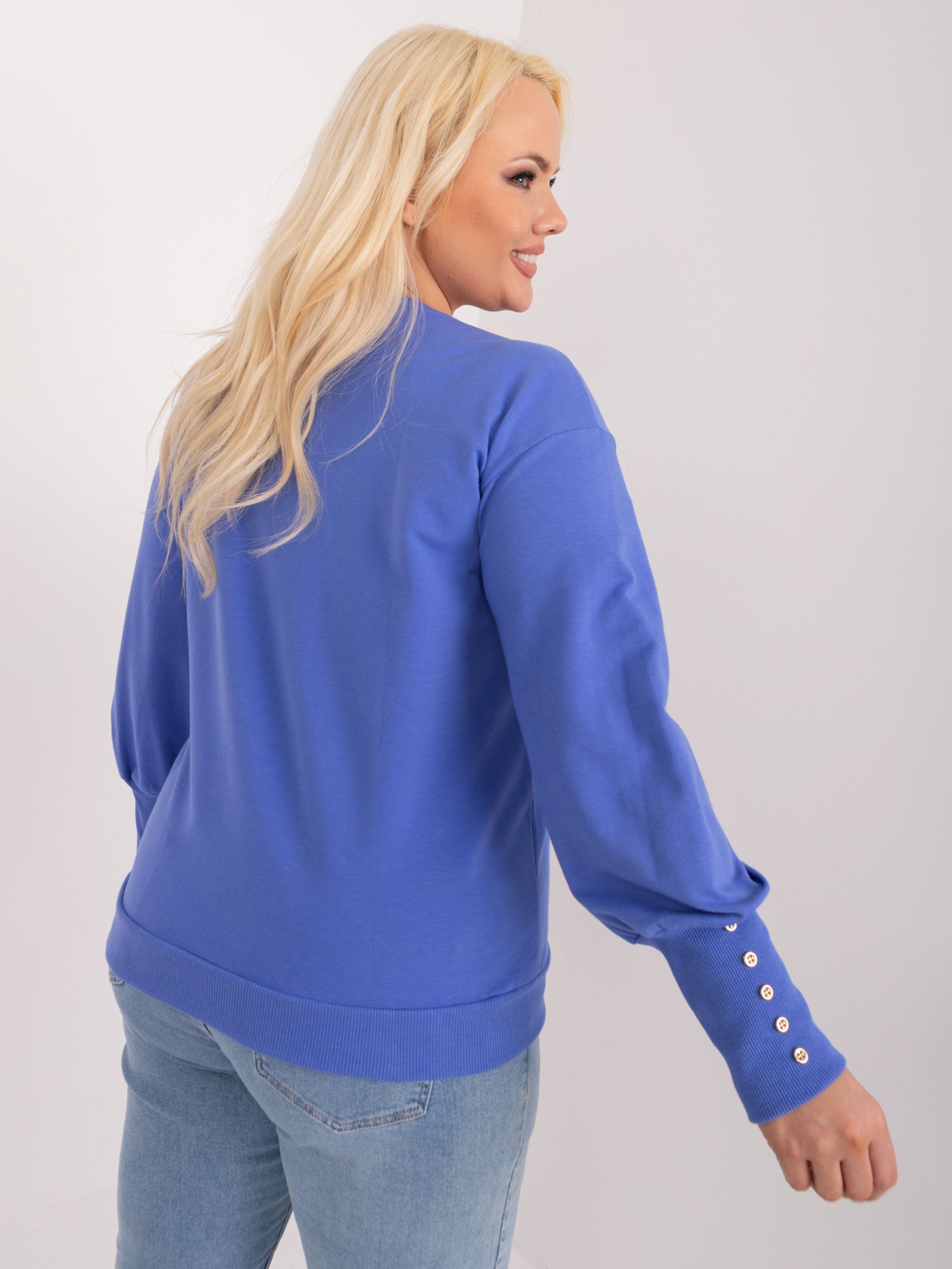 Liliowa damska bluza plus size ze ściągaczami
