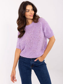 Liliowy sweter oversize z domieszką alpaki