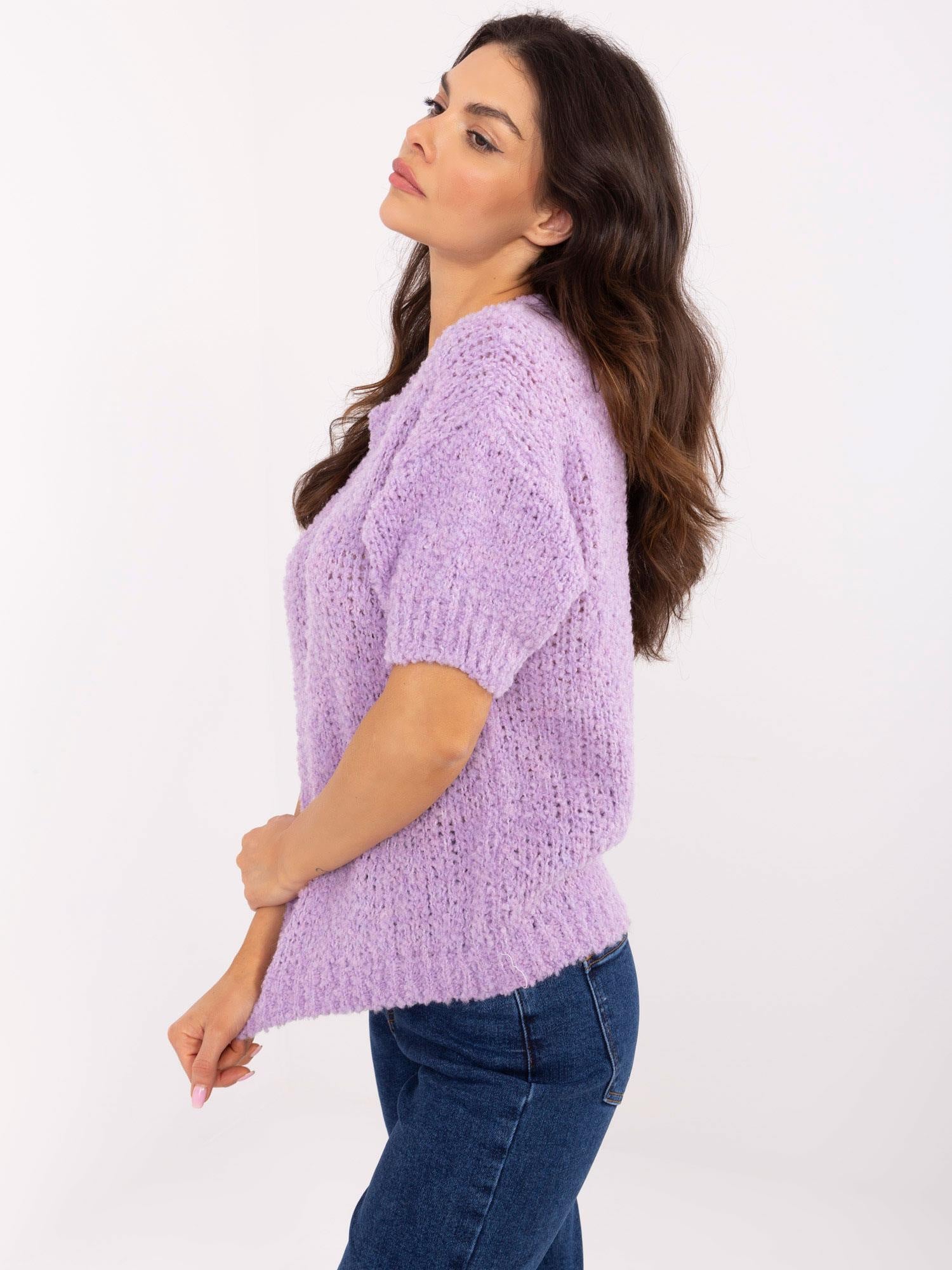 Liliowy sweter oversize z domieszką alpaki