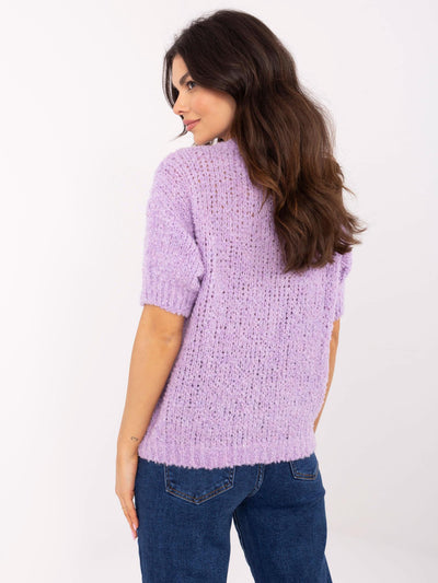 Liliowy sweter oversize z domieszką alpaki