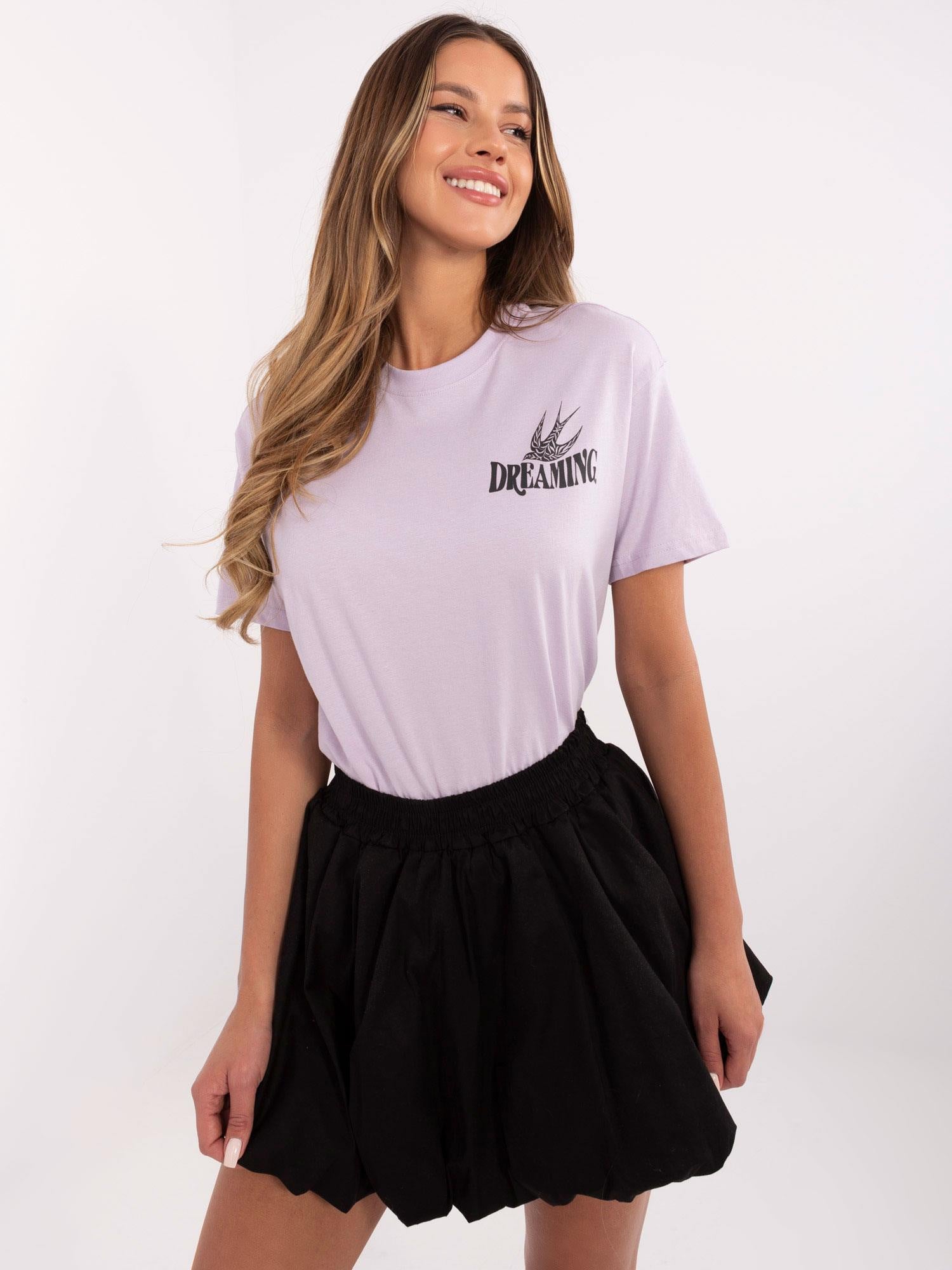 SUBLEVEL Liliowy t-shirt z nadrukiem na plecach