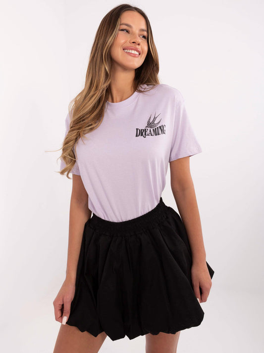 SUBLEVEL Liliowy t-shirt z nadrukiem na plecach