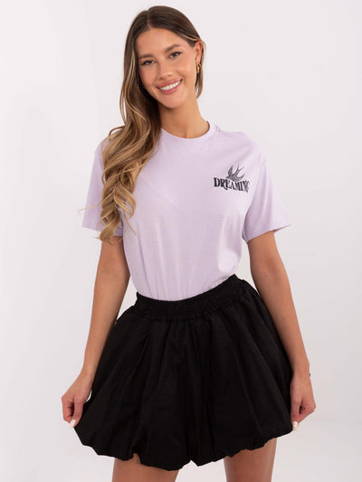 SUBLEVEL Liliowy t-shirt z nadrukiem na plecach