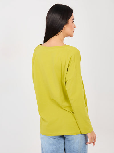 RUE PARIS Limonkowa bluzka oversize z dekoltem V