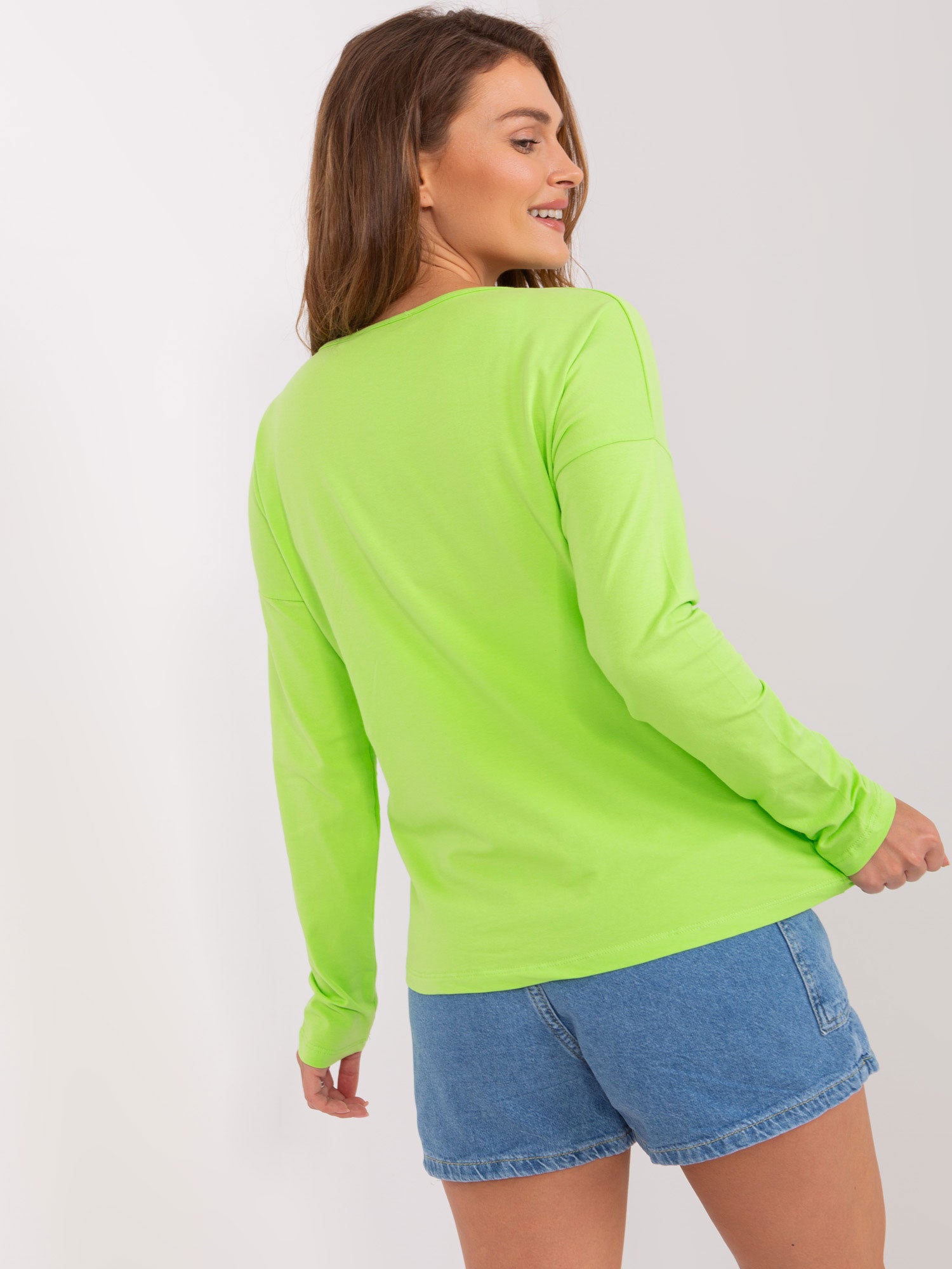 Limonkowa bluzka basic longsleeve BASIC FEEL GOOD