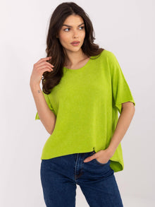 Limonkowy sweter oversize z dodatkiem wiskozy
