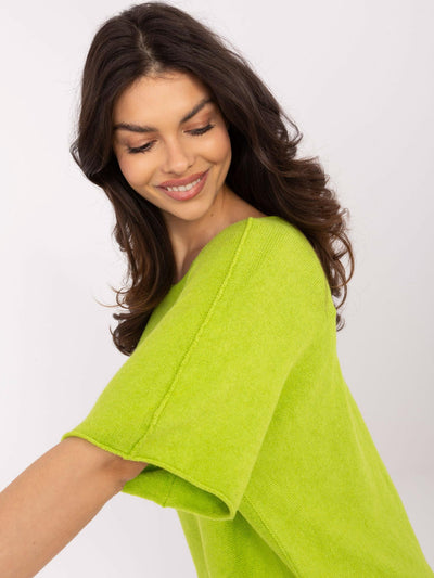 Limonkowy sweter oversize z dodatkiem wiskozy